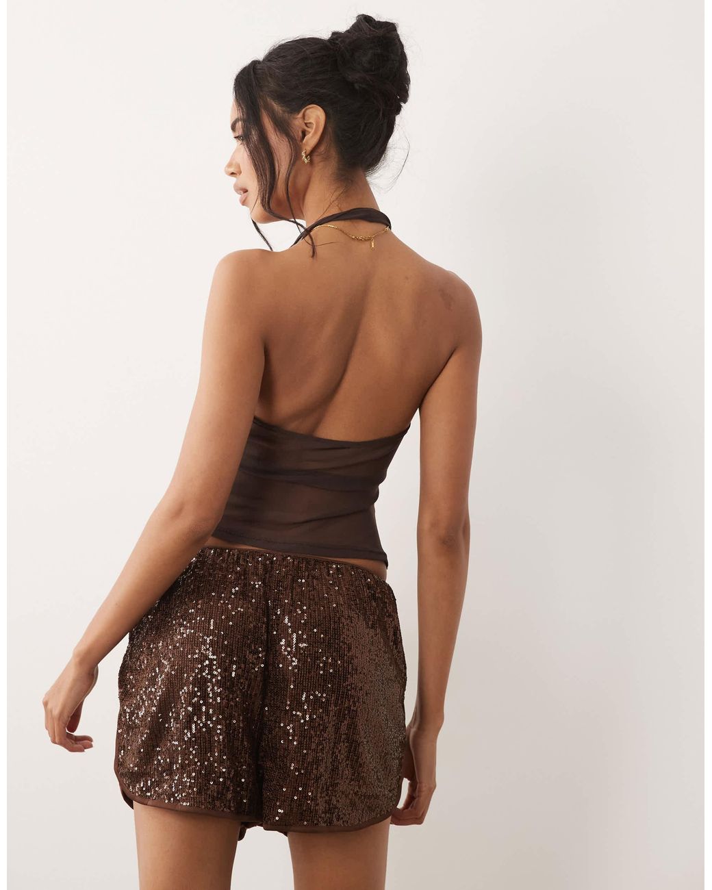 ASOS Brown Sequin Runner Short