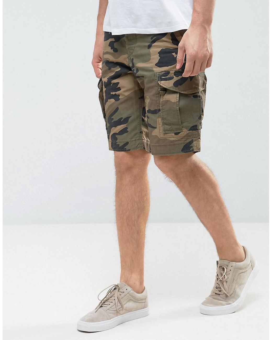 Jack & Jones Cotton Intelligence Cargo Shorts In Loose Fit In Camo in Green  for Men | Lyst Canada