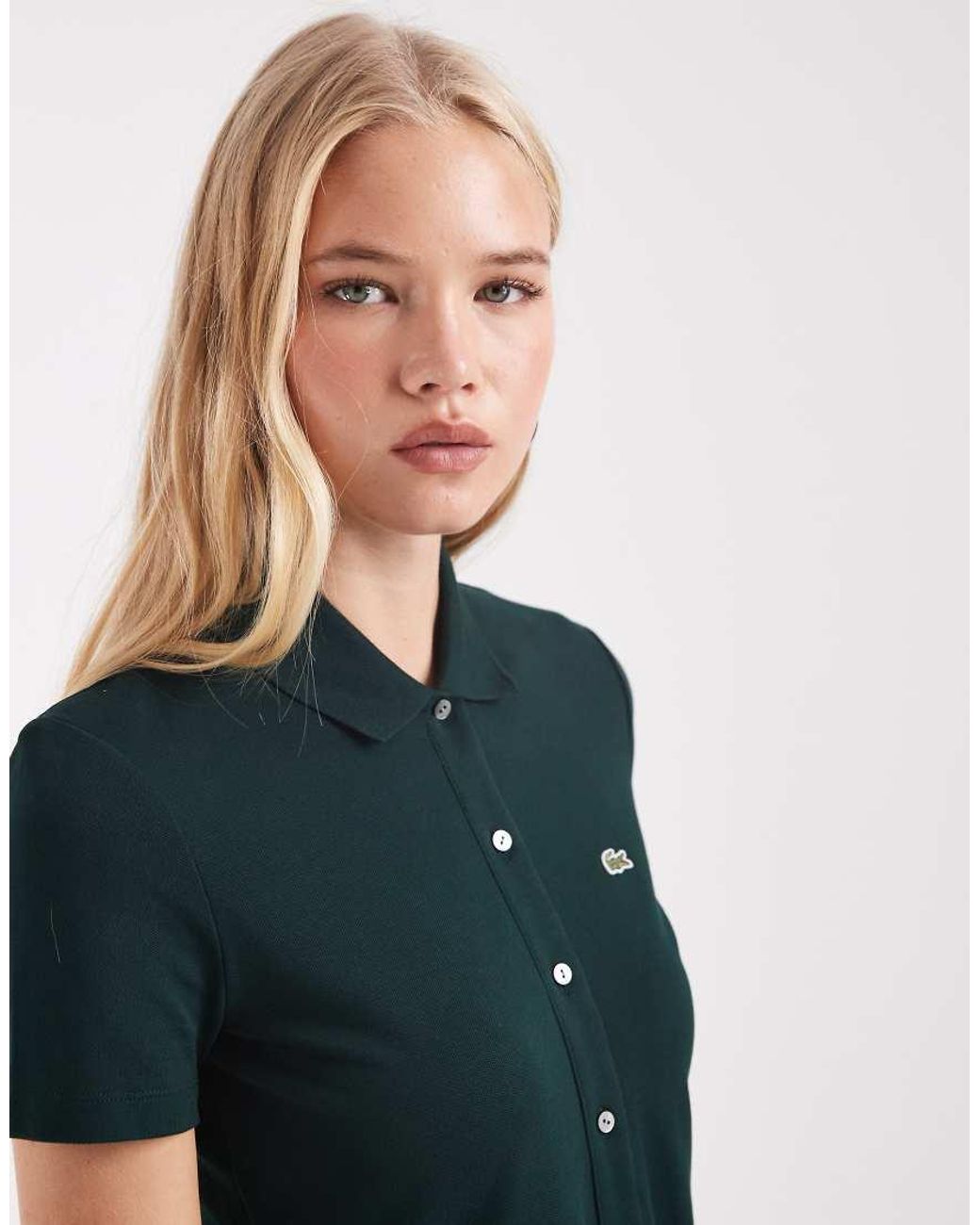Lacoste Blue Pleated Skirt Pique Polo Dress