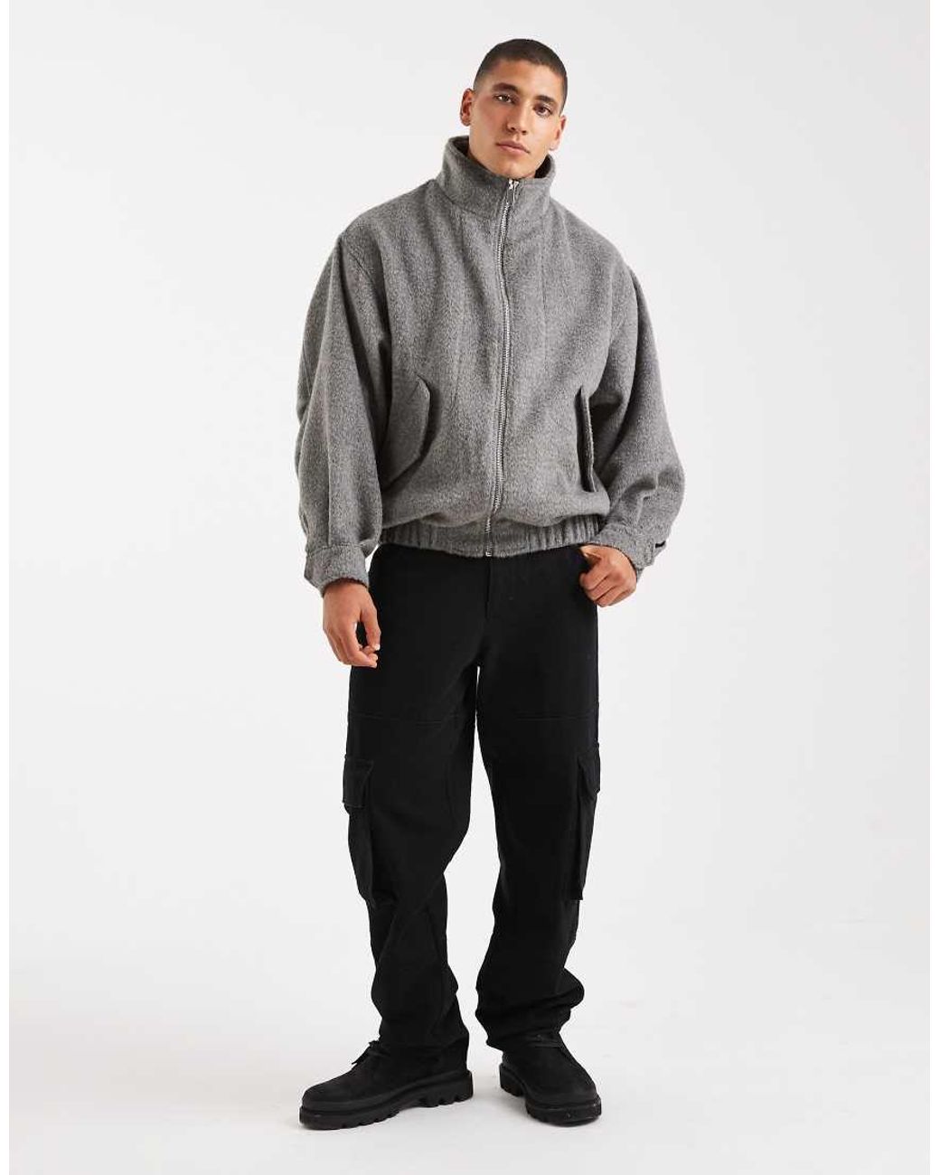 ASOS Gray Wool Look Bomber for men