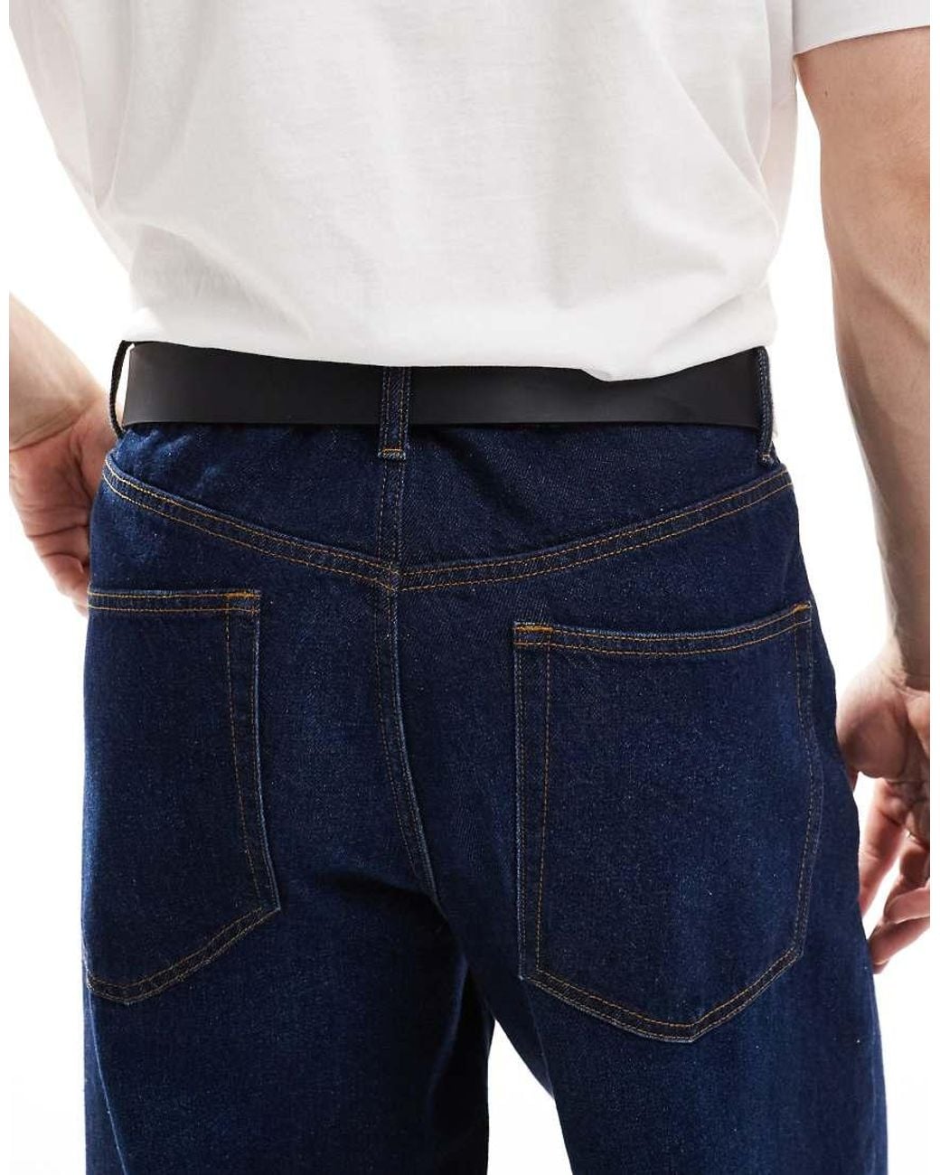 Levi's Blue Billy Leather Plaque Belt for men