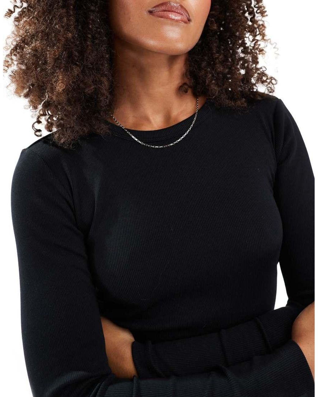 Vero Moda Black Long Sleeve Baby Rib Top