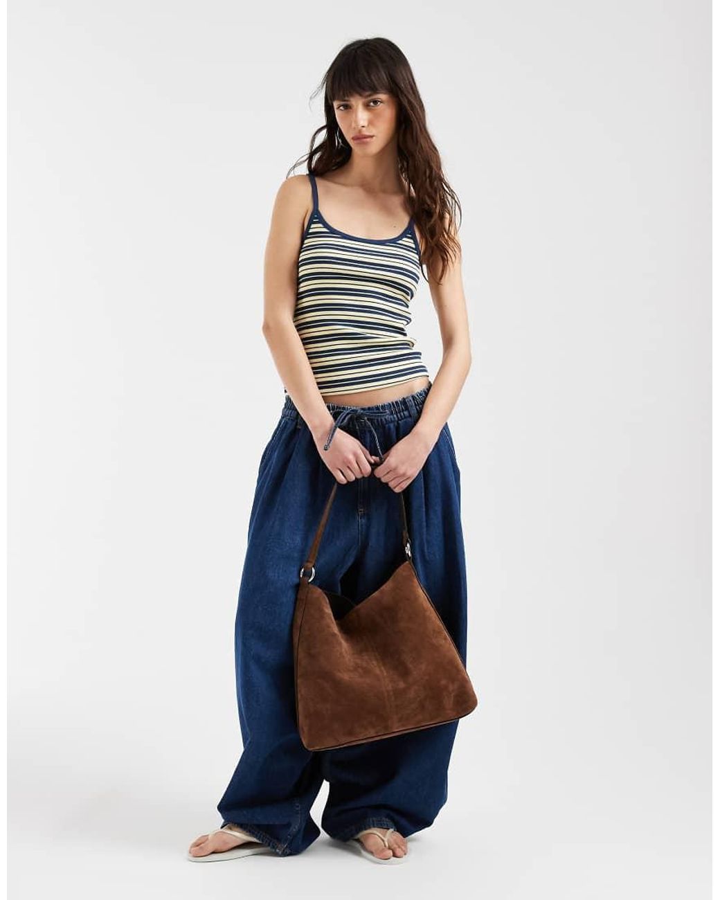 ASOS Blue Contrast Binding Scoop Detail Tank Top