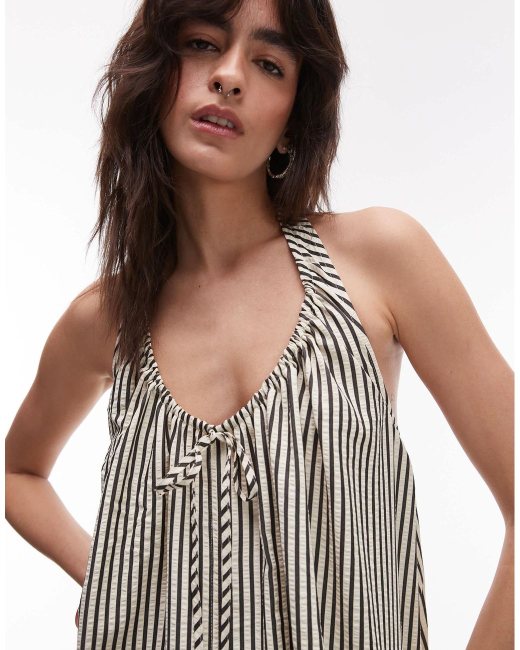 topshop tech mini trapeze dress in buttermilk Topshop - Mini Dress - Women - Cotton - 8 US