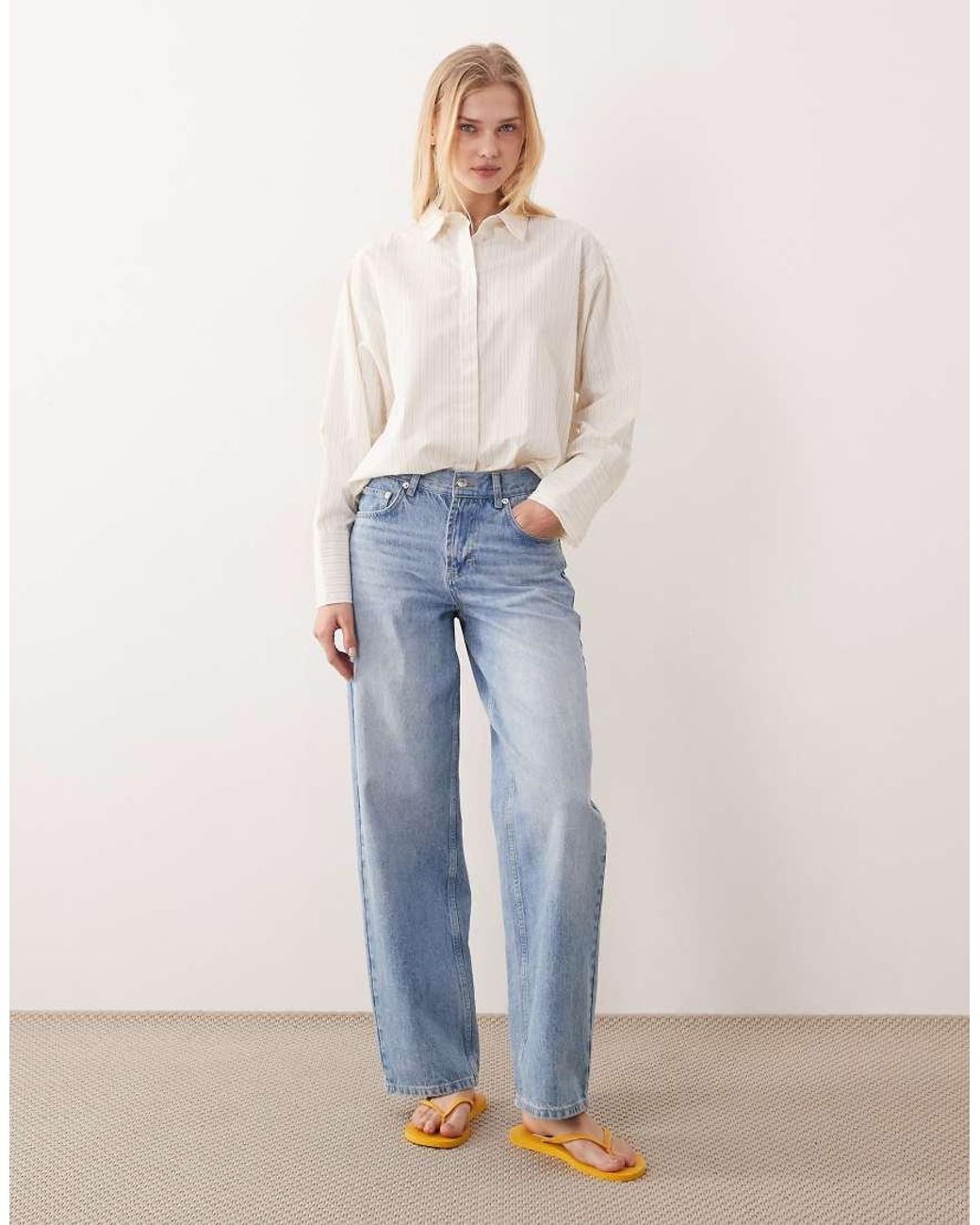 JJXX White Poplin Shirt With Lilac Stripe