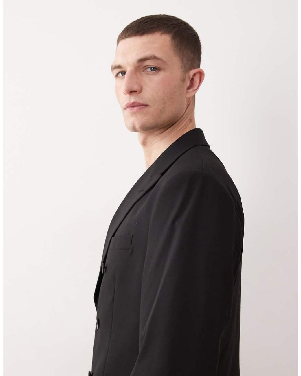 ASOS Black Double Breasted Regular Suit Jacket for men