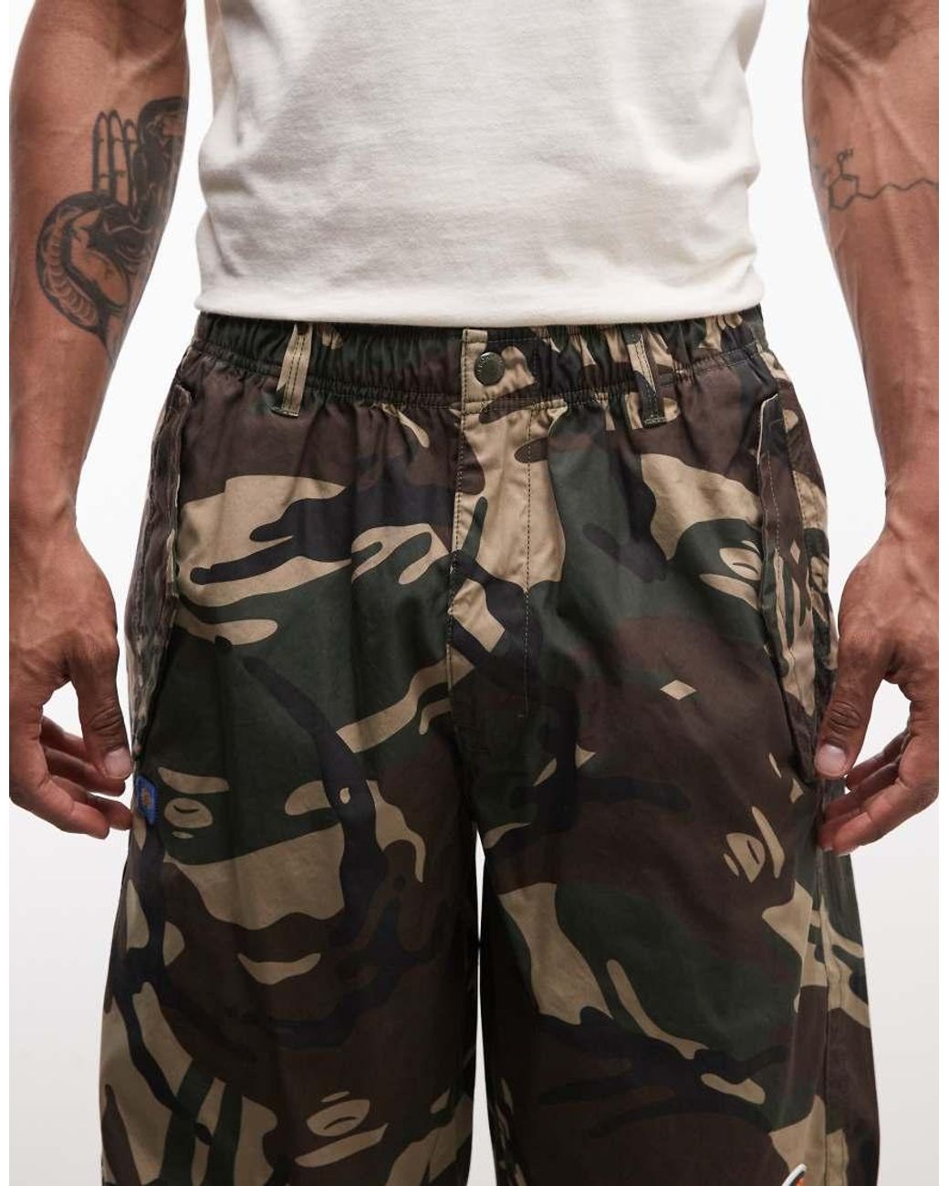 Aape By A Bathing Ape White Aape By A Bathing Ape Loose Fit Cargo Shorts for men