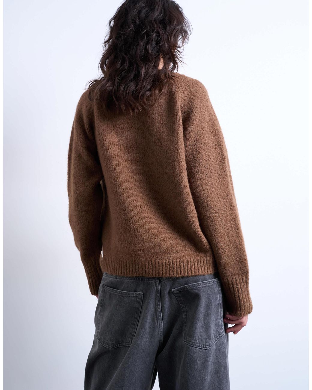 TOPSHOP Blue – flauschiger strickpullover aus wollmix
