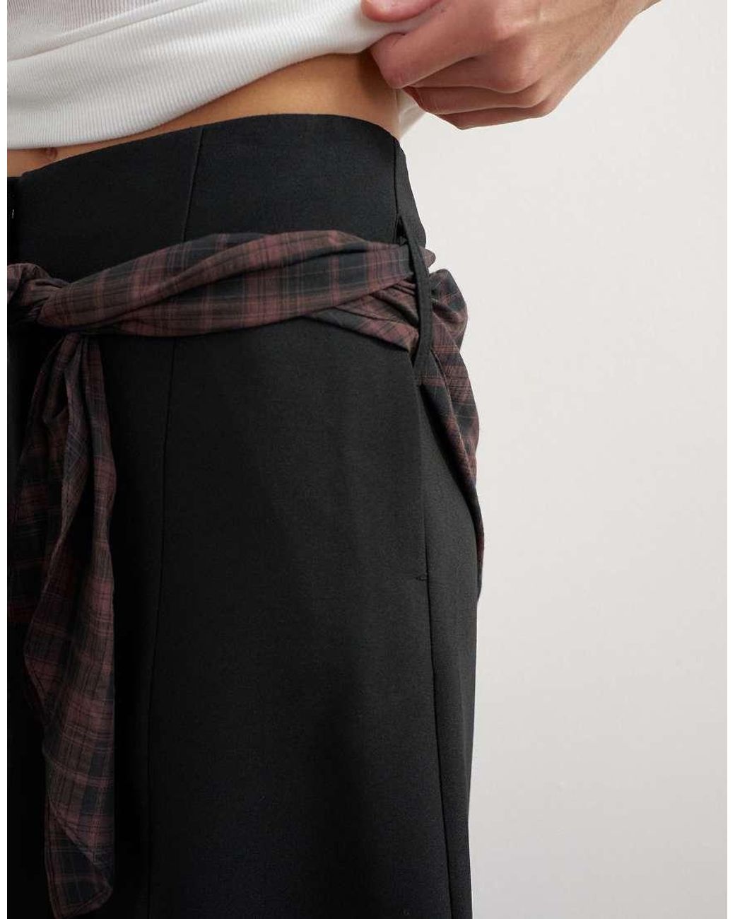 TOPSHOP Brown Co Ord Contrast Check Wrap Barrel Trouser