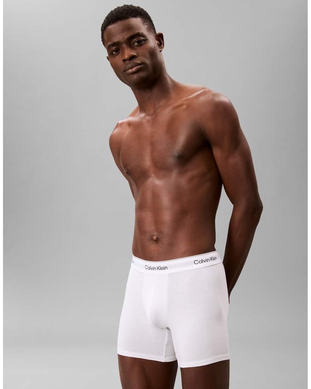 Calvin Klein White Icon Cotton Stretch 3 Pack Boxer Briefs for men