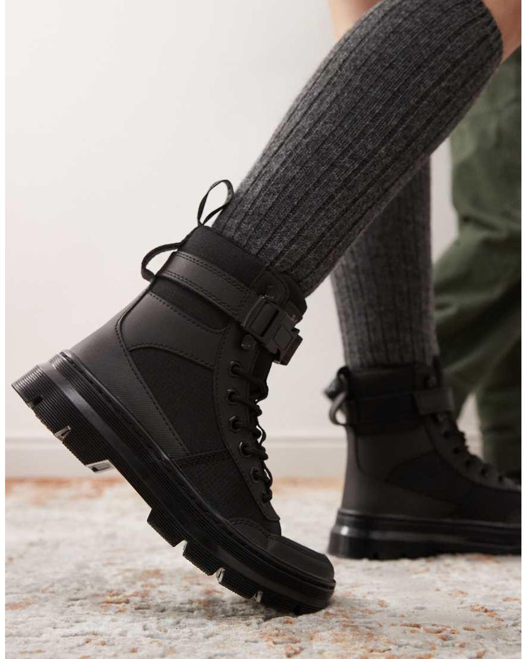 Dr. Martens Black Unisex Combs Tech 8 Tie Boots