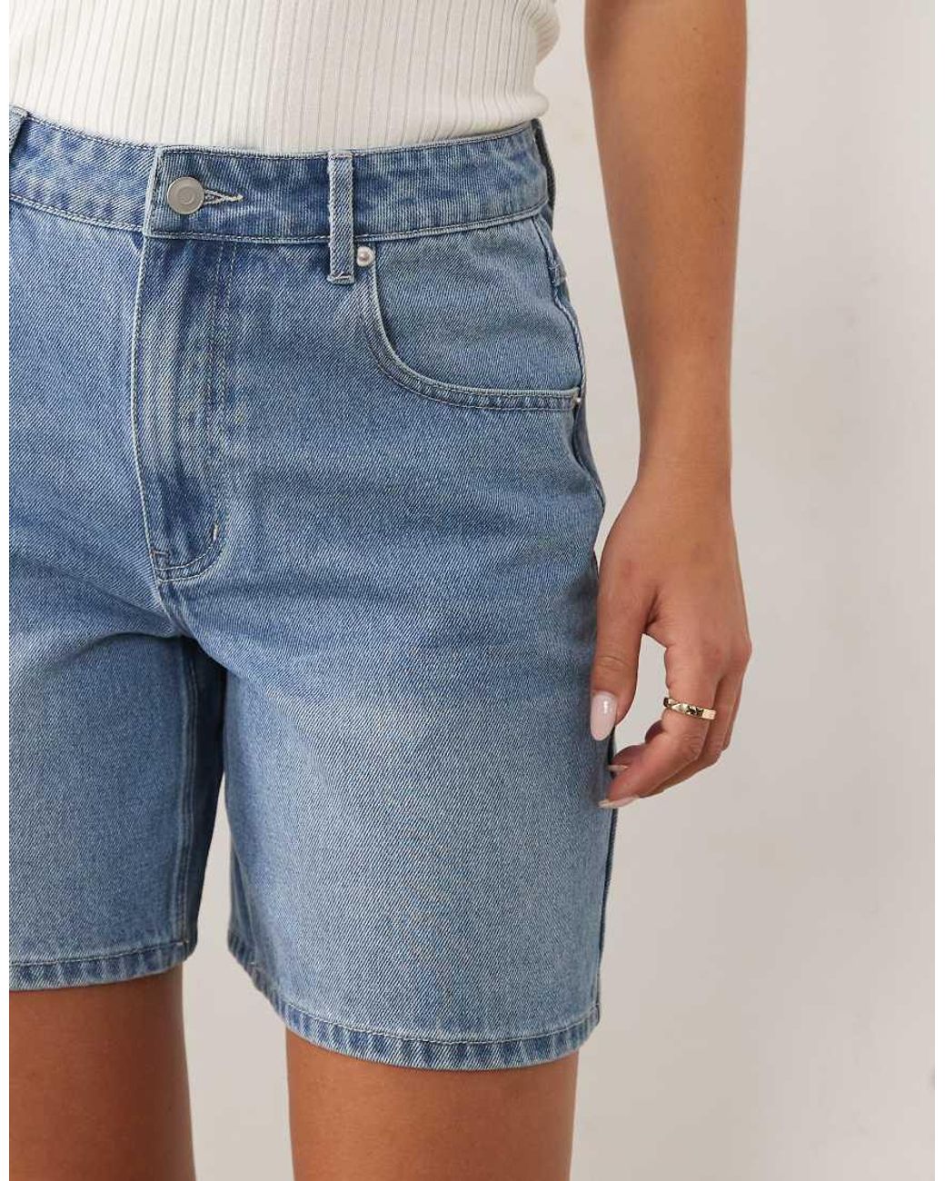 Missy Empire Blue Denim Longline Shorts
