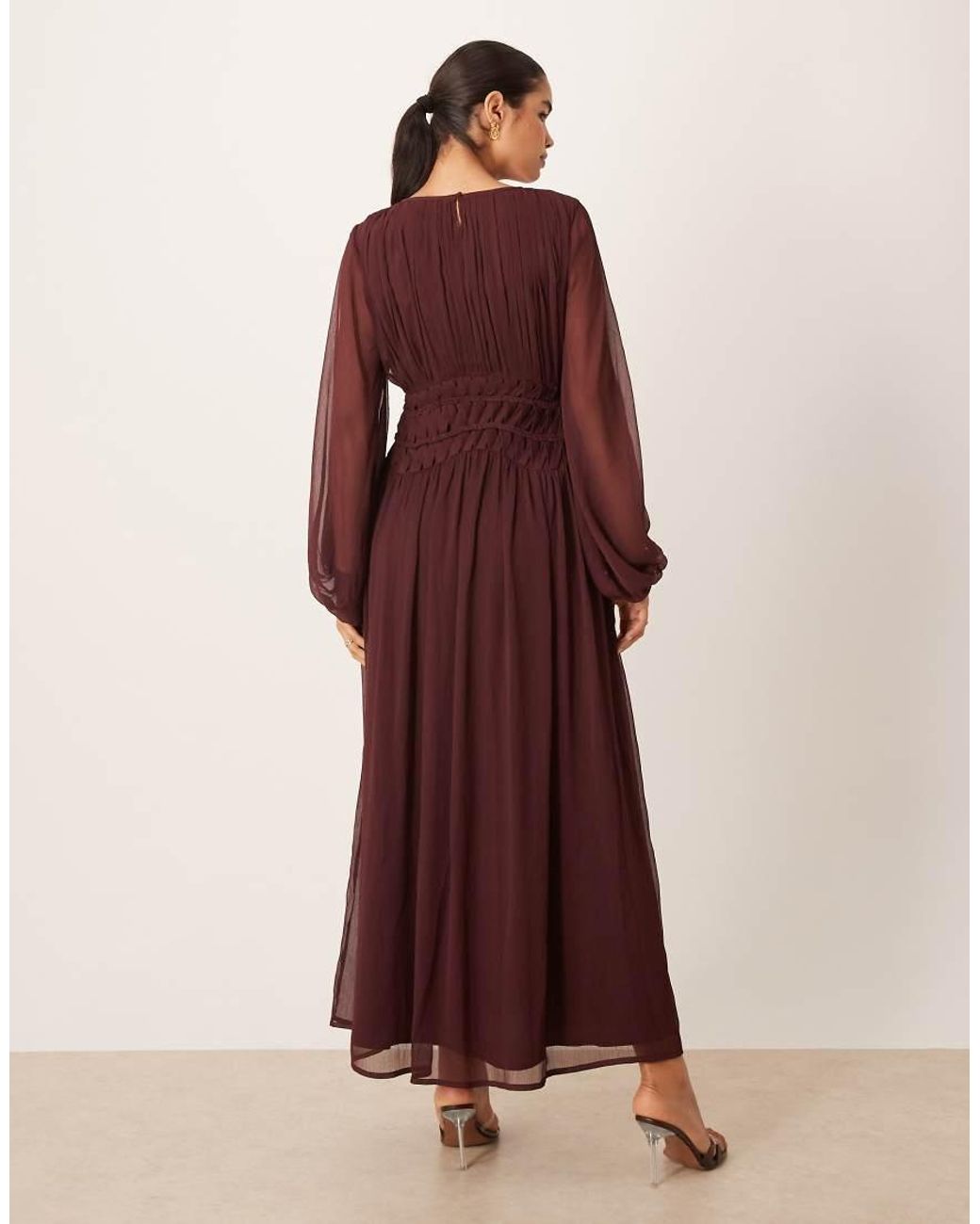 ASOS Red Macrame Waisted Detail Maxi Dress