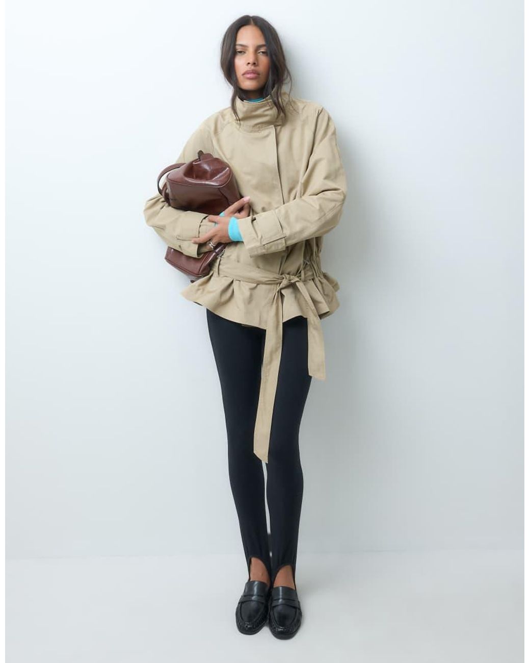 ASOS Natural Dropped Belt Mid Length Trench Coat