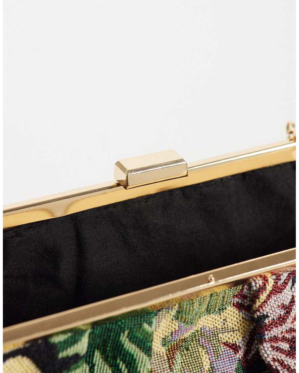 ASOS Green Floral Jacquard Frame Clutch Bag