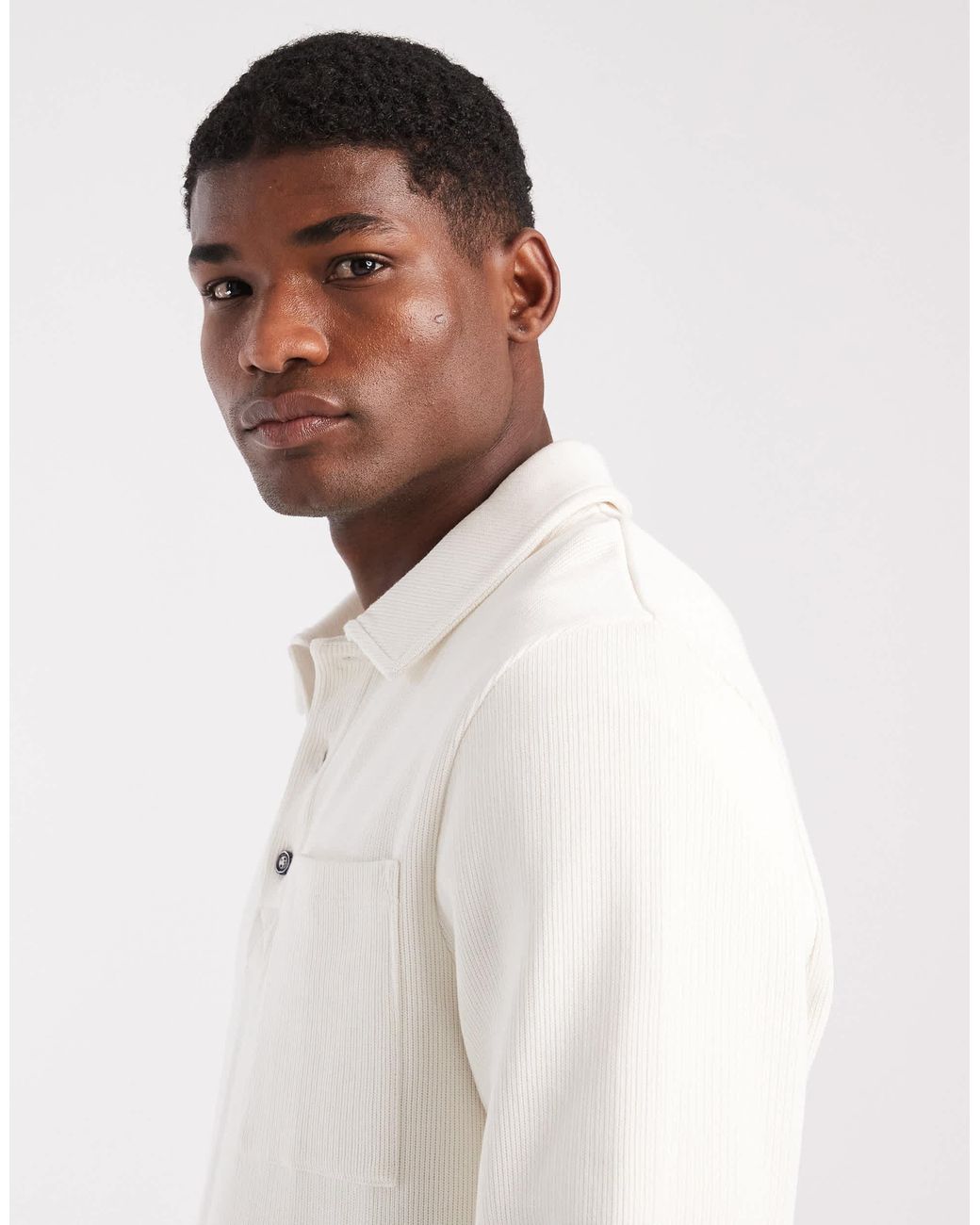 ASOS White Oversized Button Polo With Pocket for men