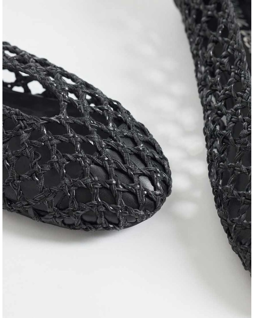Public Desire Black Rhodes Woven Ballet Flats