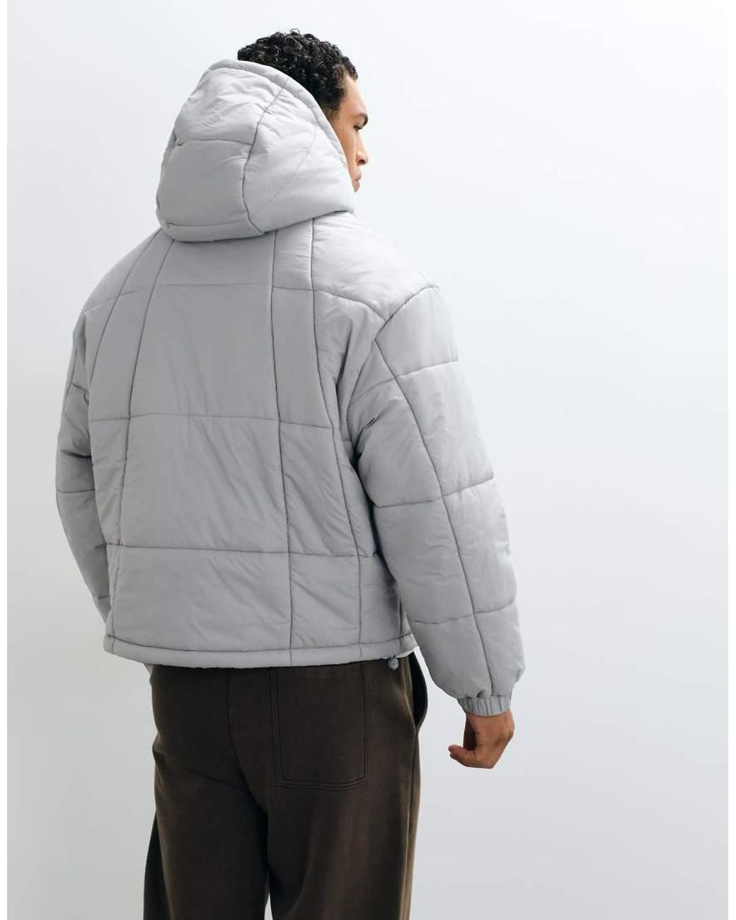 ASOS Gray Quilted Puffer Jacket for men