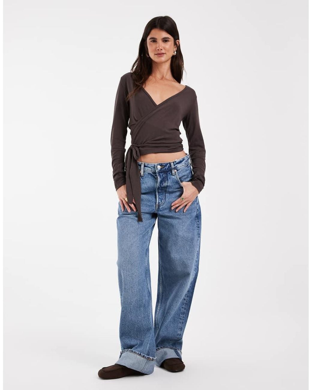 JJXX Blue Ballet Wrap Top