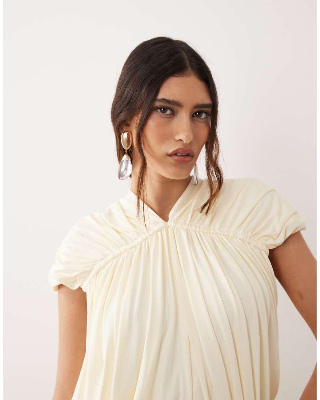 ARRANGE Natural Channel Detail Longline Draped Top