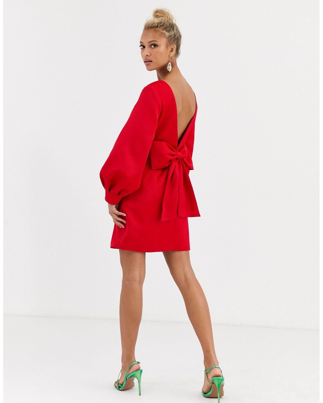 Synthetic Bow Back Mini Dress 