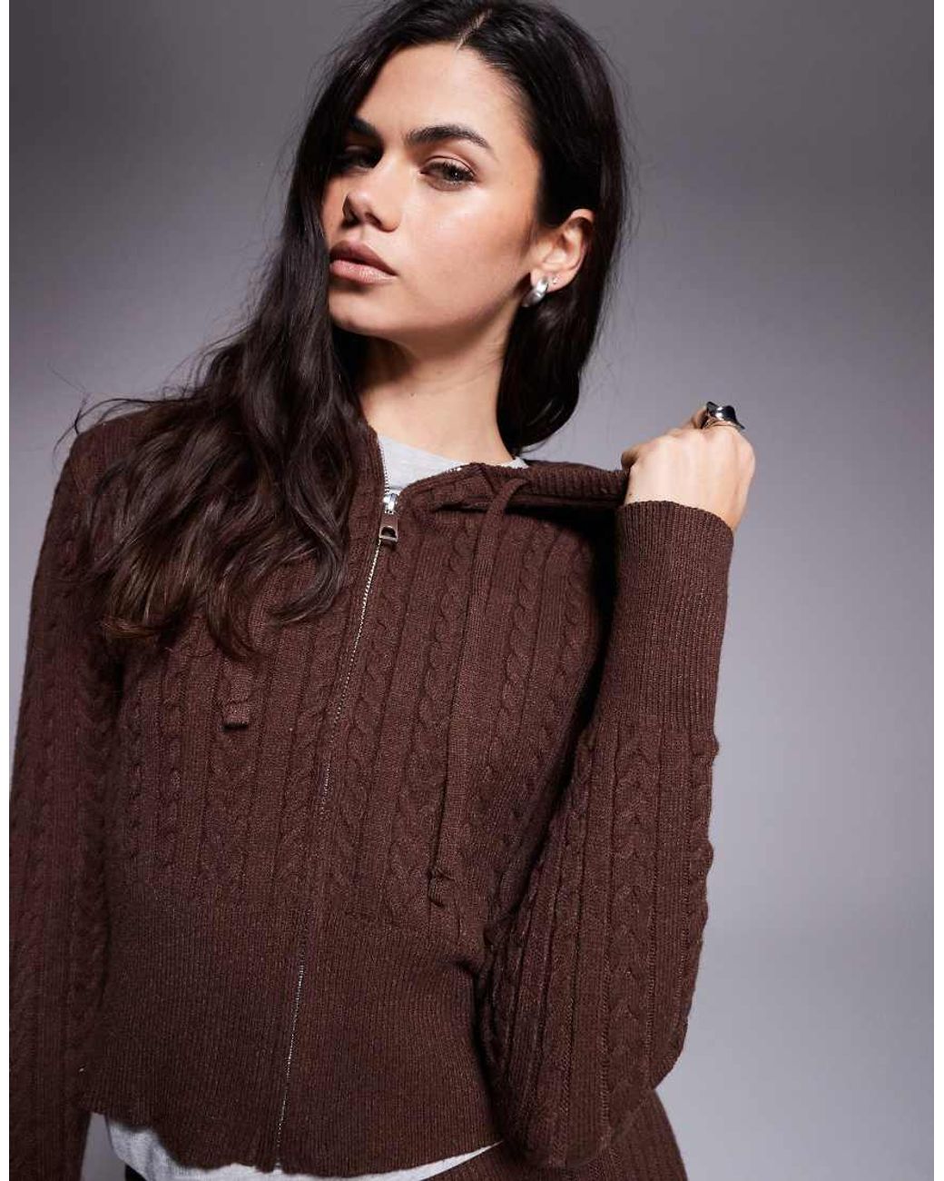 River Island Purple Cable Knit Loungewear Hoodie Co-ord