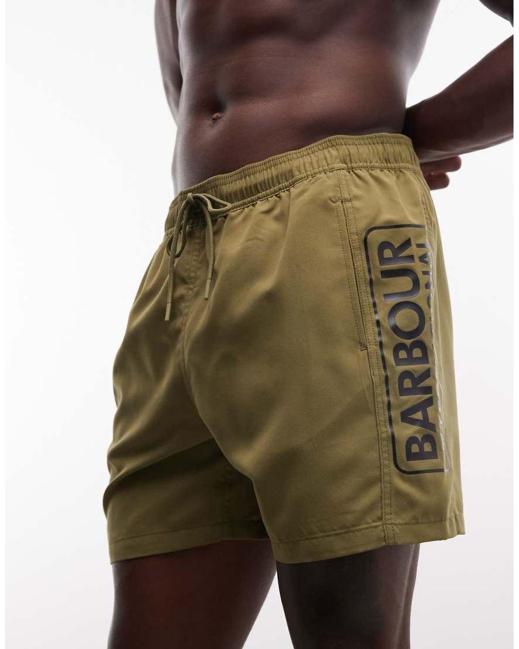 Barbour Green Large Logo Swim Shorts for men