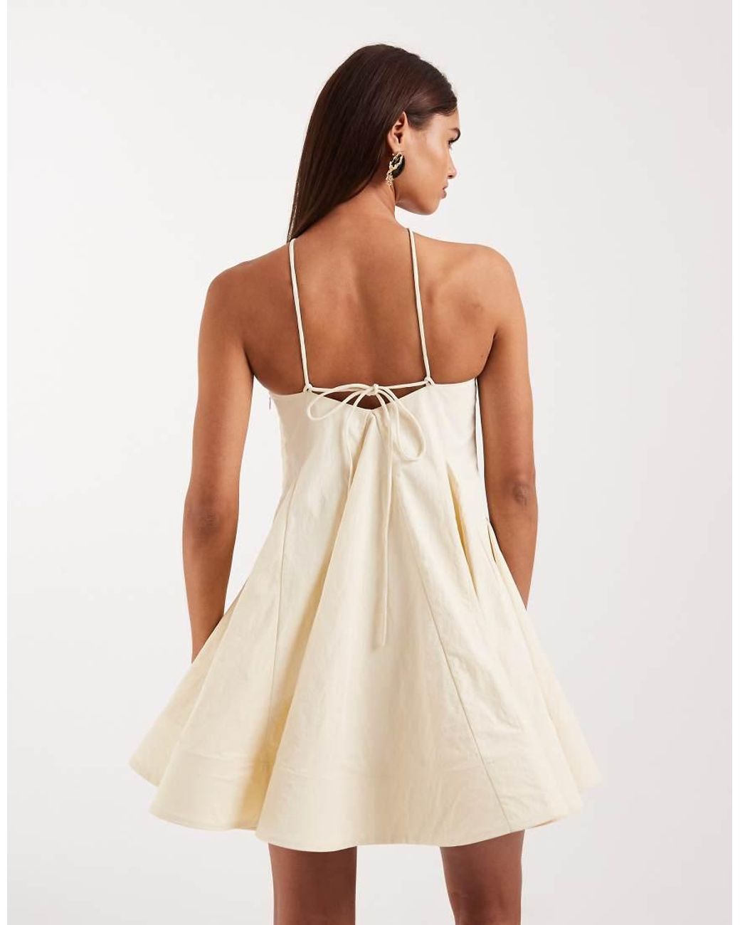 ASOS Natural Structured Halter Volume Skirt Mini Dress