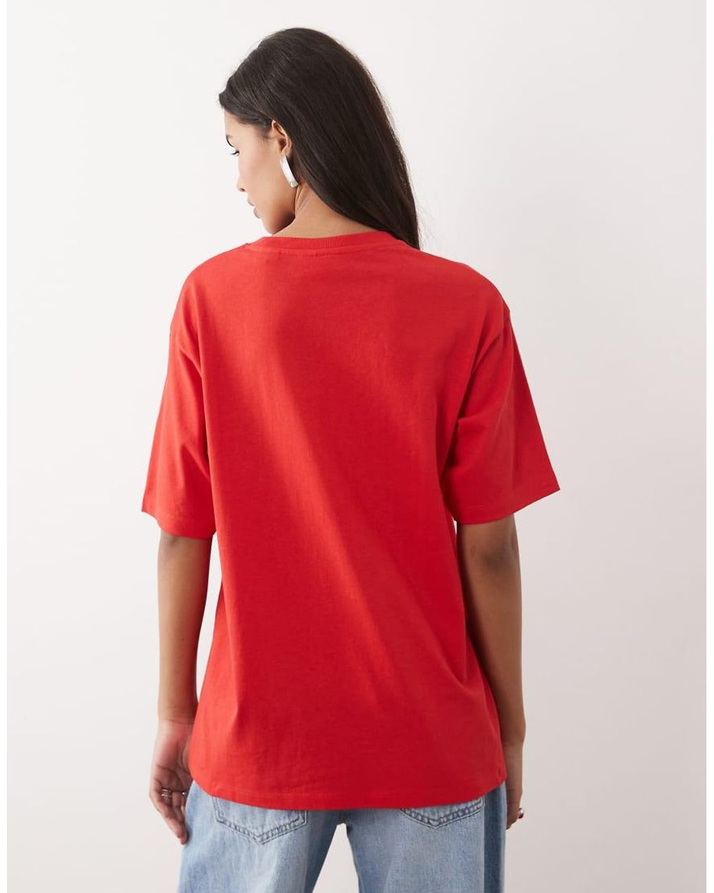 JJXX Red Oversized T-Shirt With Heart Print
