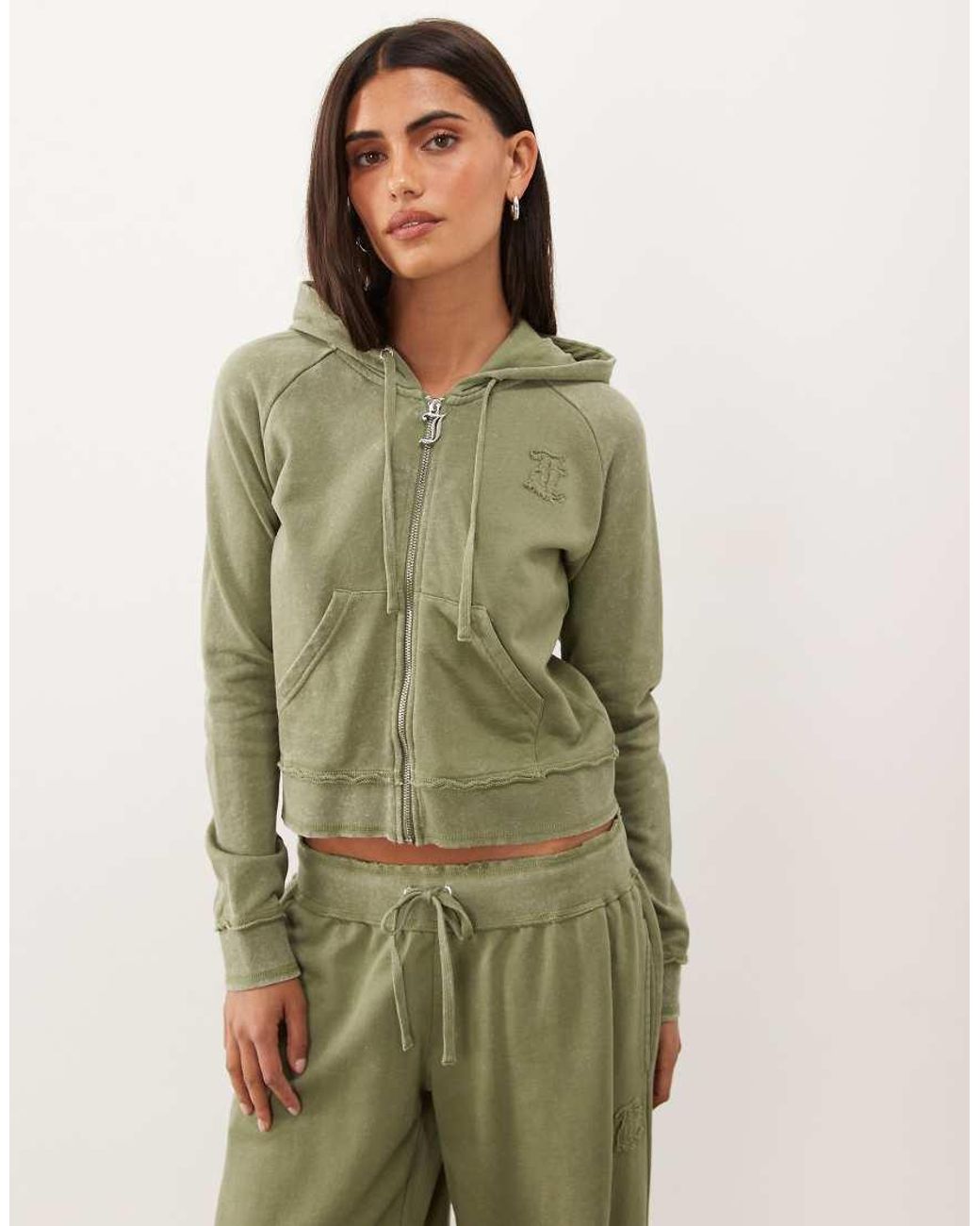 Juicy Couture Green Madison Applique Logo Zip Up Hoodie