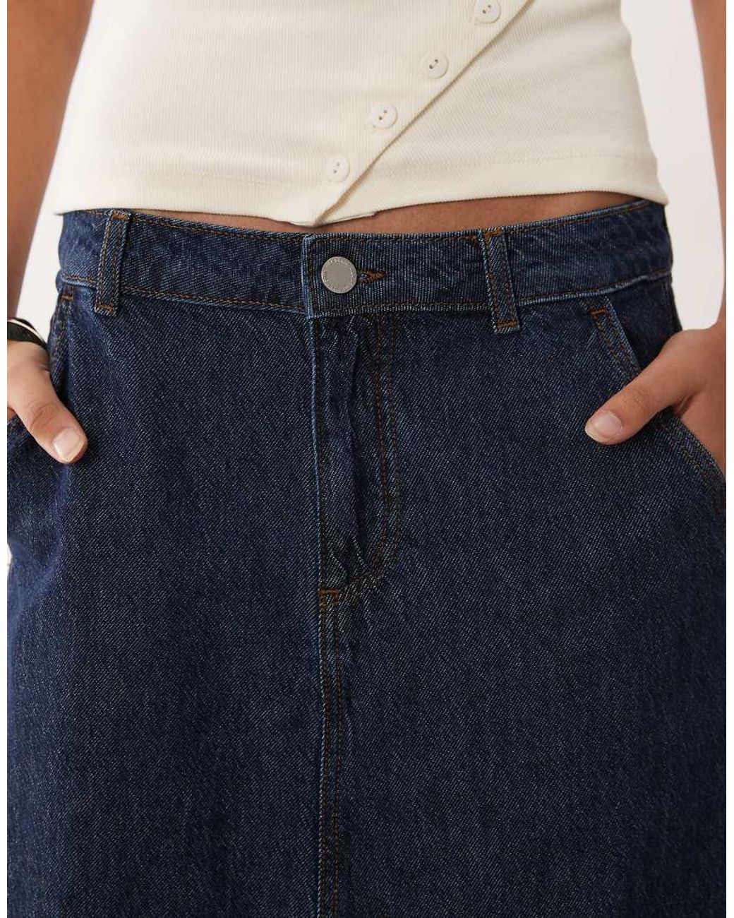 Vila Blue A Line Denim Maxi Skirt