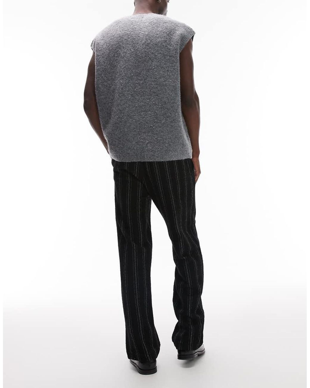 Topman Black Straight Fit jogger With Textured Stripe for men
