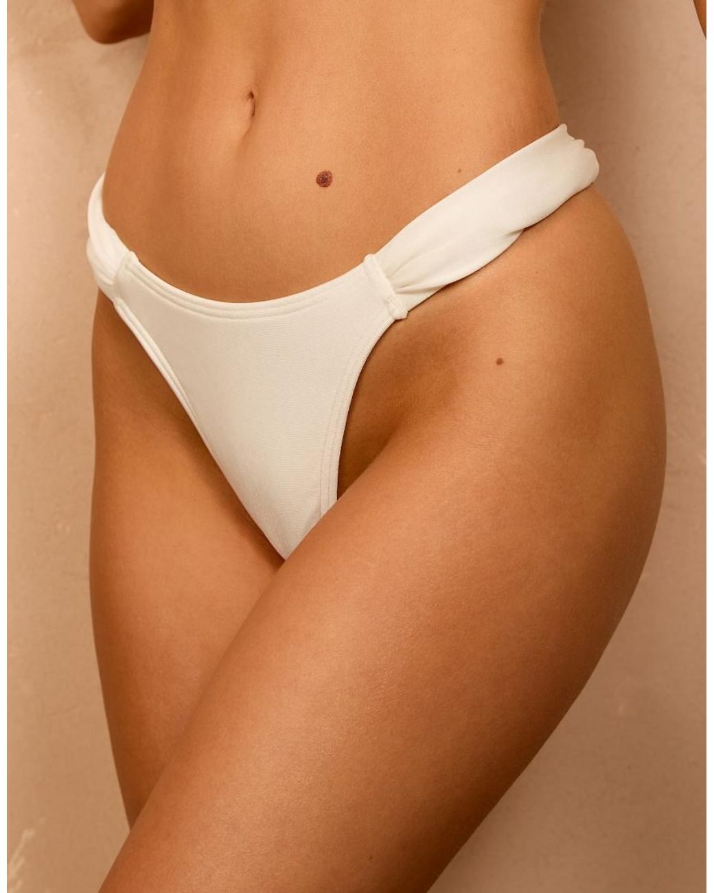 Wolf & Whistle Brown X Isabella Whittingham Ruched High Leg Bikini Bottoms