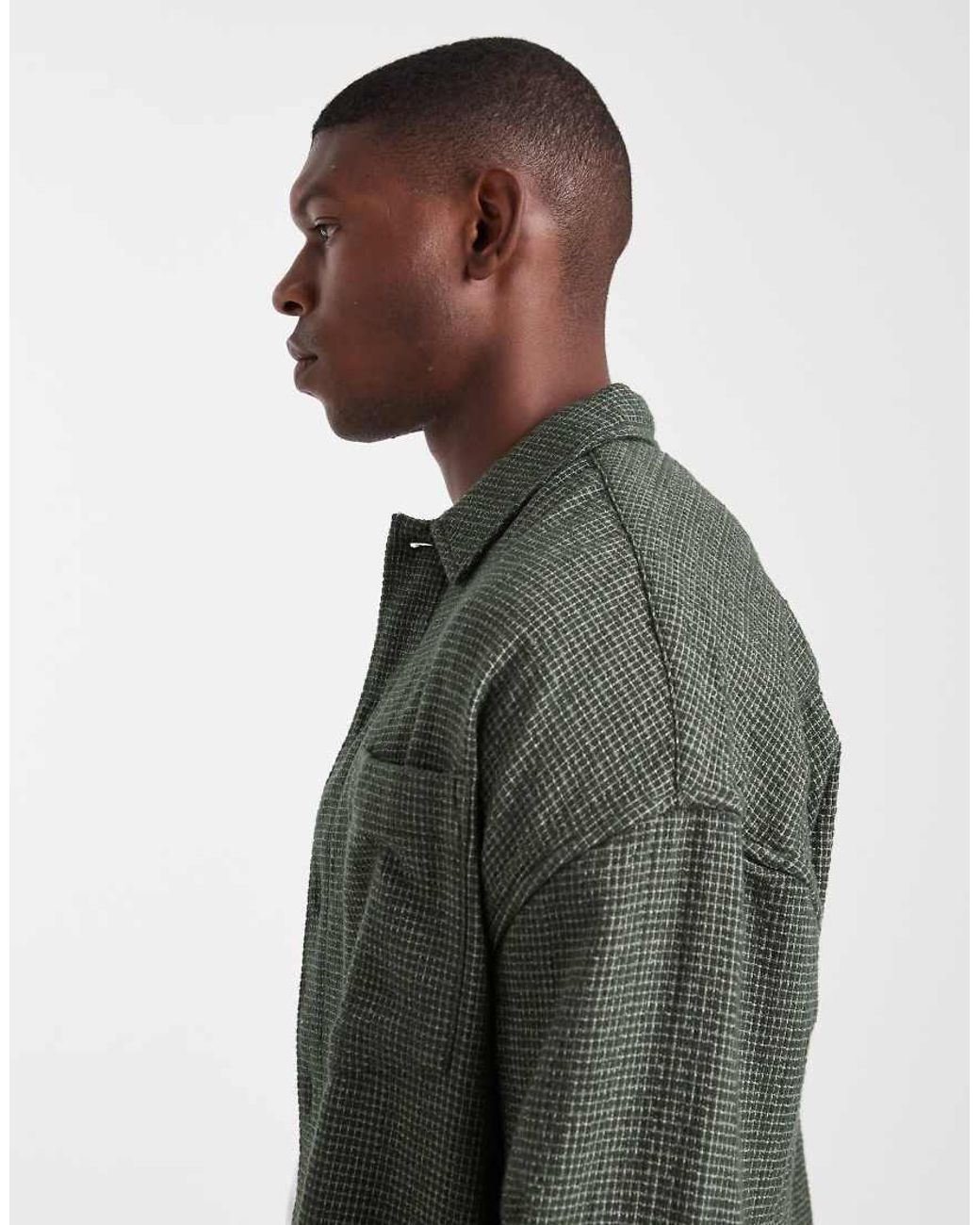 ASOS Gray Oversized Textured Shirt for men