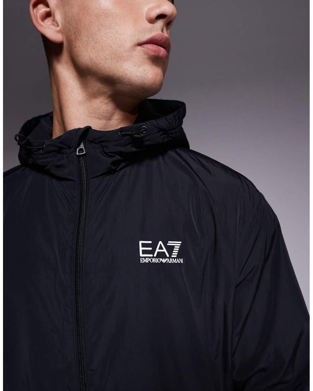 EA7 Blue Armani Nylon Hooded Jacket for men