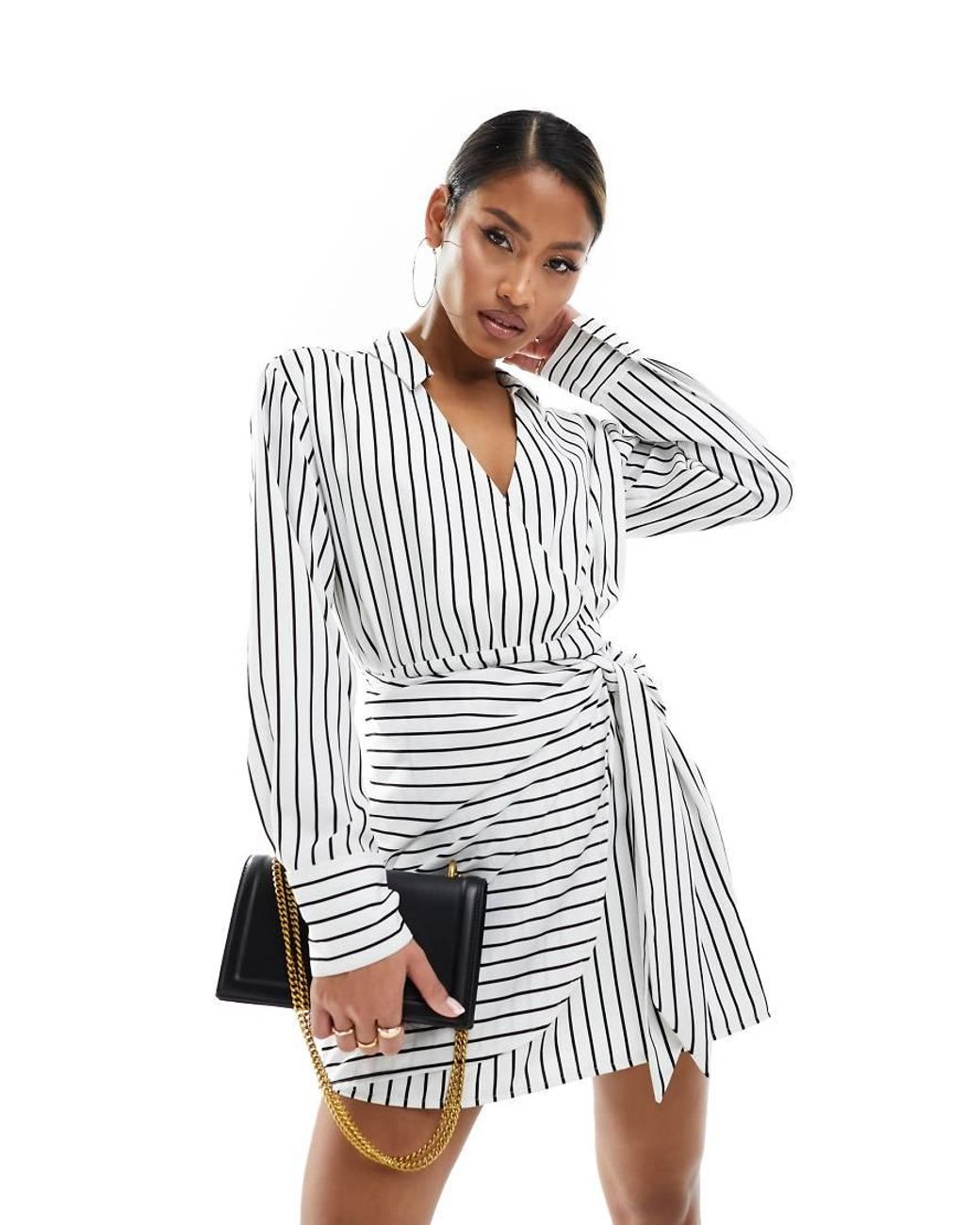 Striped shirt dress black and white new arrivals