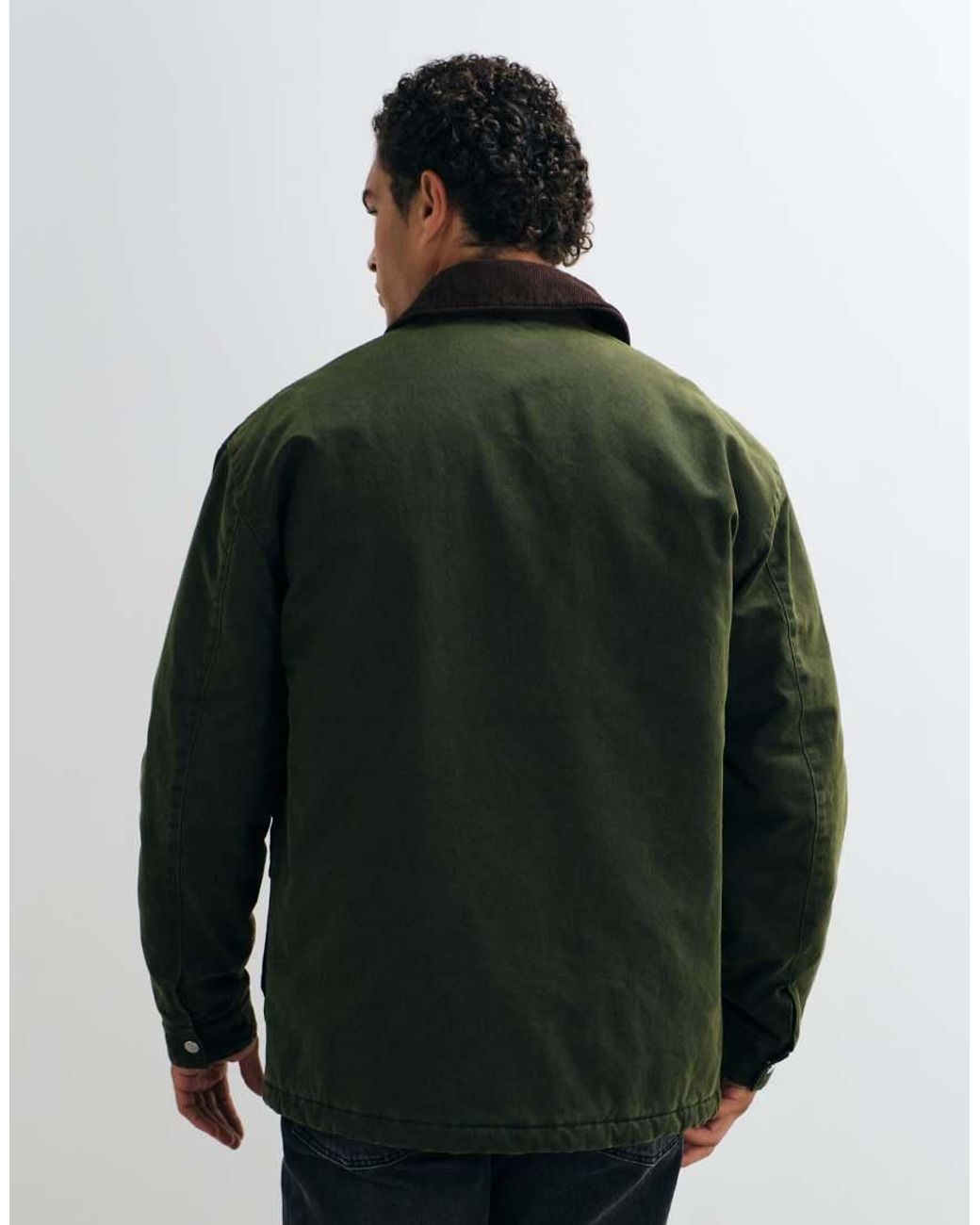 ASOS Green Waxed Field Jacket With Contrast Collar for men
