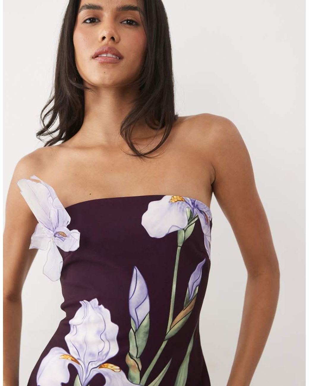 JW PEI Multicolor Iris 3d Floral Structured Bandeau Mini Dress