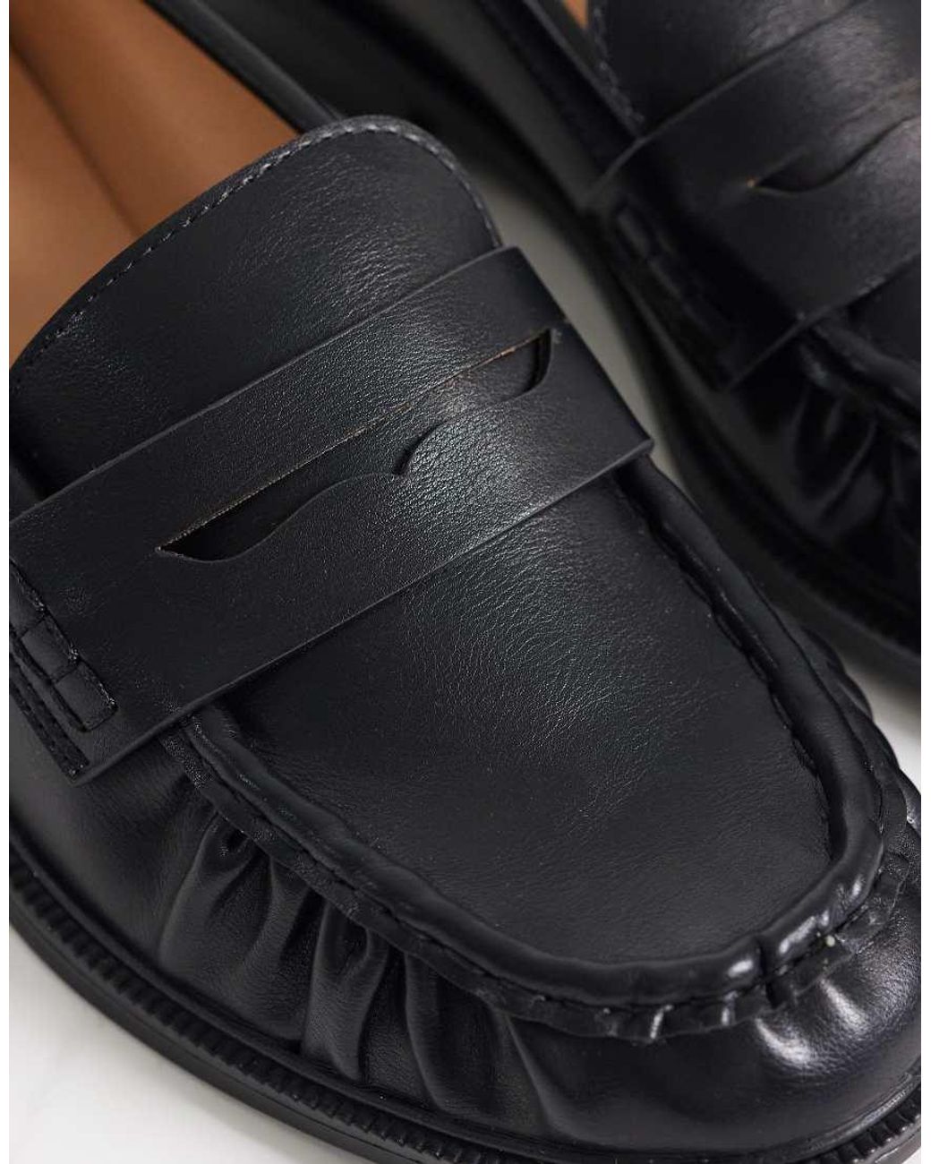 SEQWL Wide Fit Black Cadilliac Penny Loafers