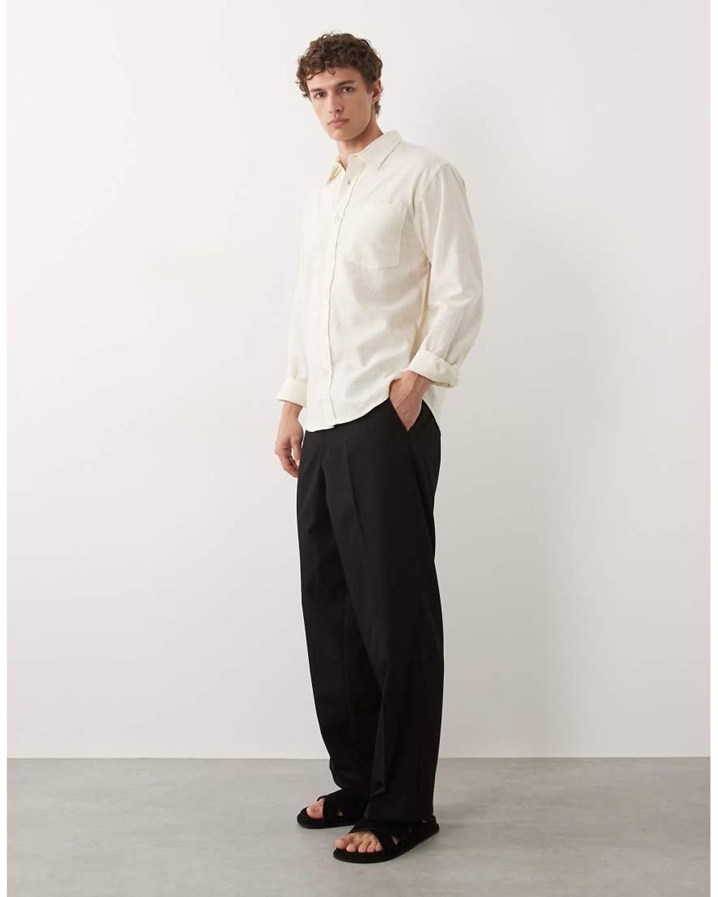 Jack & Jones White Toby Wide Leg Tailored Trouser for men