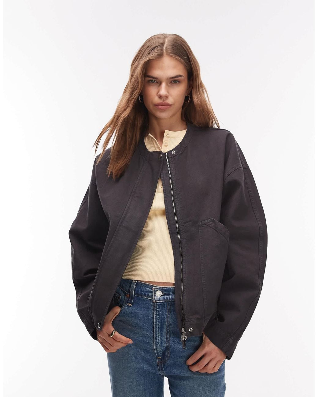 ARKET Blue Washed Cotton Bomber