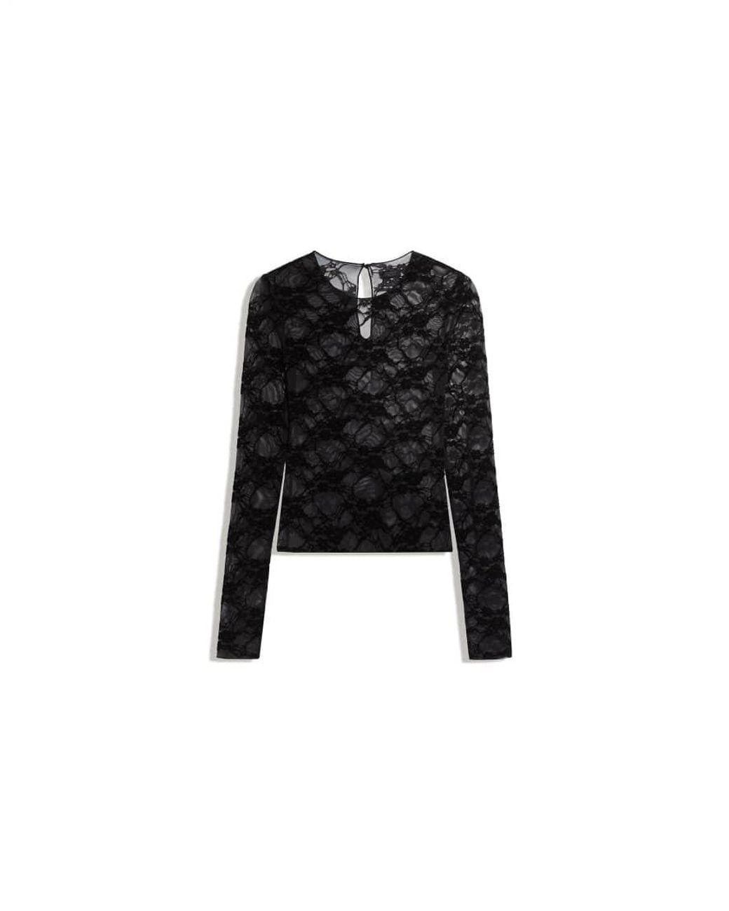 Bershka Black Lace Long Sleeve T-shirt