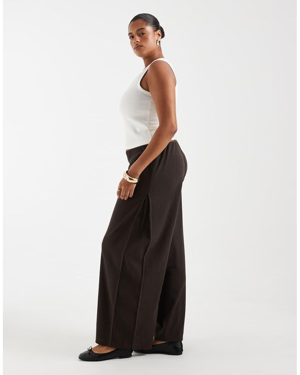 ONLY Black Textured Wide Leg Trousers