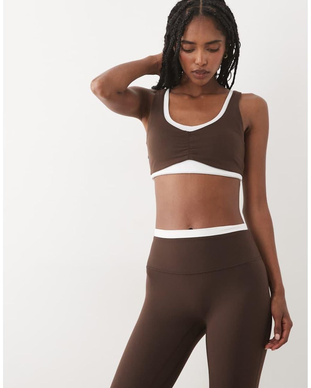 Abercrombie & Fitch Brown Ypb Studioflex Double Layer Sports Bra Co-ord