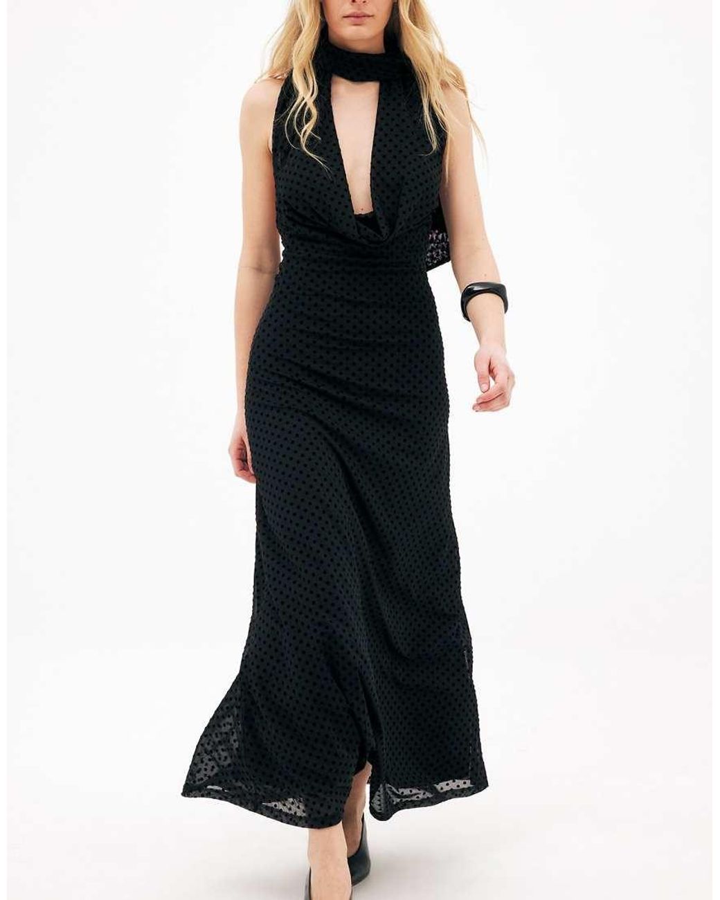 NA-KD Black Halterneck Maxi Dress