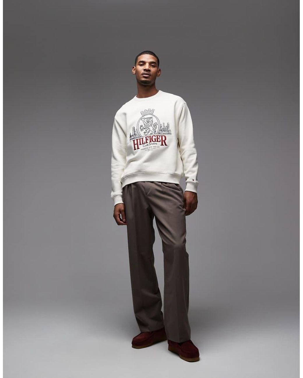 Tommy Hilfiger Gray Heritage Crest Crewneck Sweatshirt for men