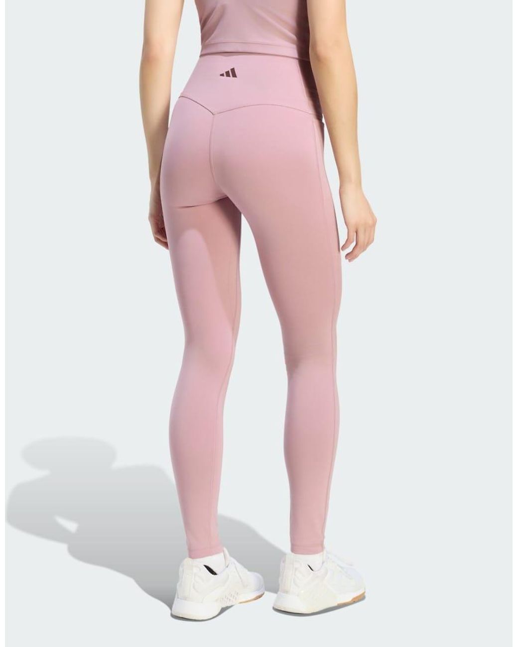 Adidas Originals Pink 3 Stripes Studio All Me X-Over Stash Pocket Leggings