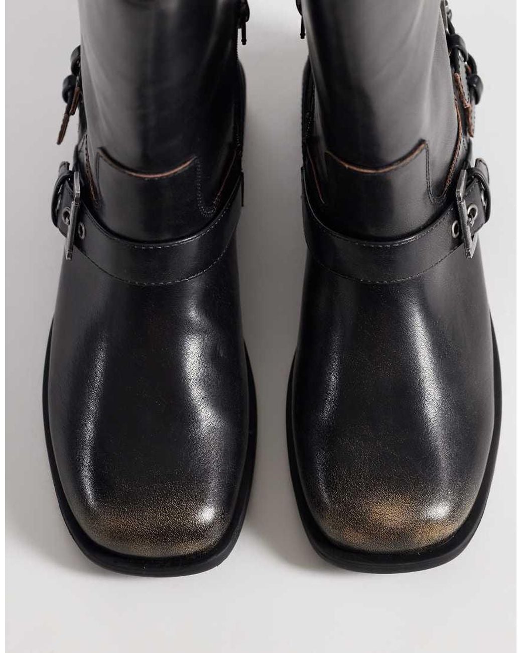 ASOS Black Asher Flat Biker Boots