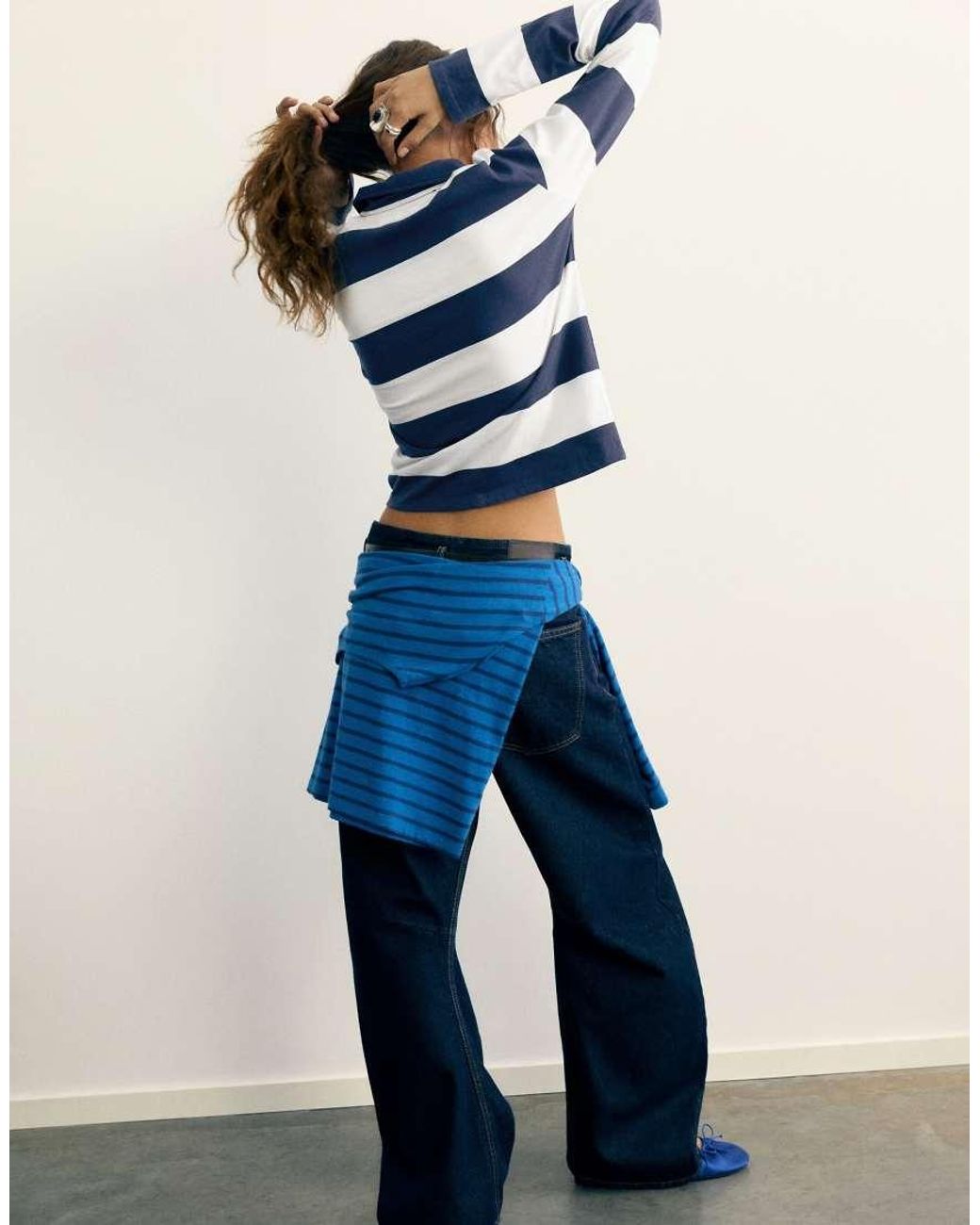 Pull&Bear Blue Long Sleeve Polo Shirt