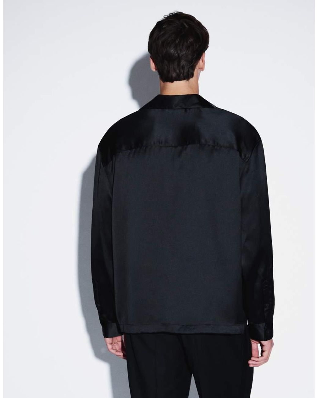 ASOS Black Oversized Overhead Satin Shirt for men